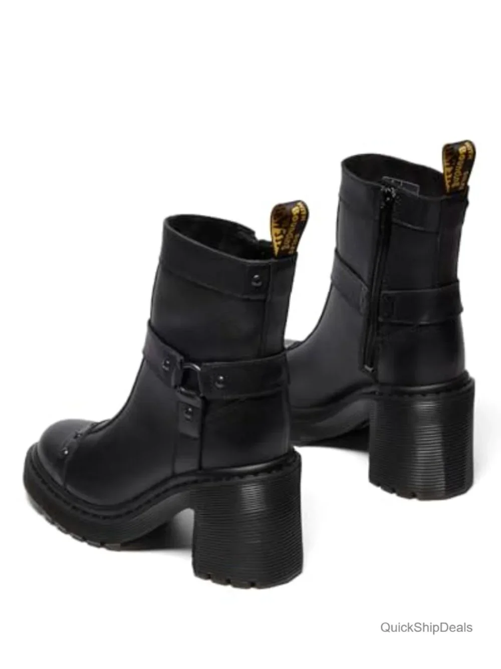 Leather Chelsea Boots with Flare Heel Ankle Zip